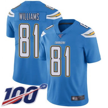 Los Angeles Chargers NFL Football Mike Williams Electric Blue Jersey Men Limited #81 Alternate 100th Season Vapor Untouchable